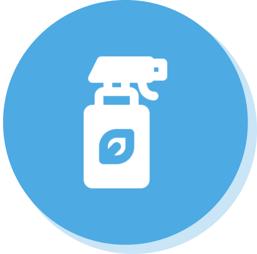 Eco-friendly spray bottle icon on blue background.